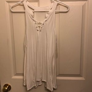 Lace up off the shoulder top